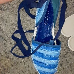 NEW! Jimmy Choo Dolphin denim espadrille